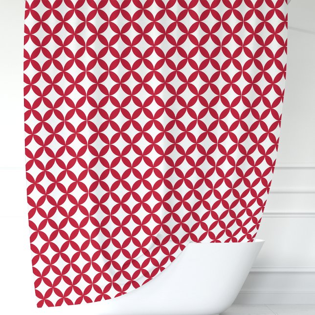 Red and White Geometric Shower Curtain (Creator Uploaded)