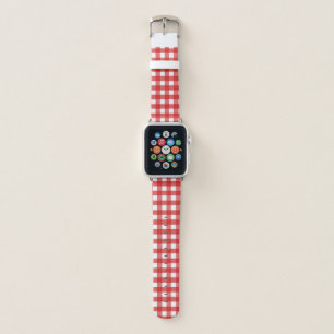 Red and white gingham apple watch band