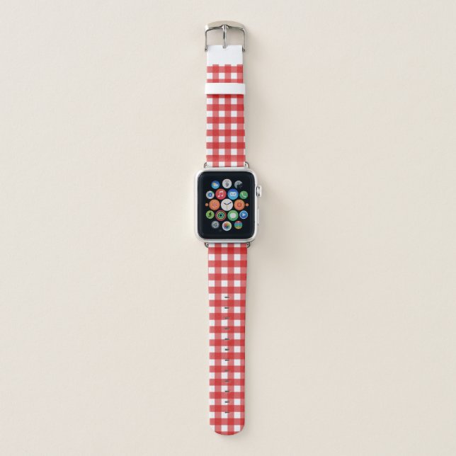 Red and white gingham apple watch band (Front)
