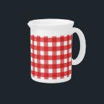 Red and white gingham beverage pitcher<br><div class="desc">Red and white gingham</div>