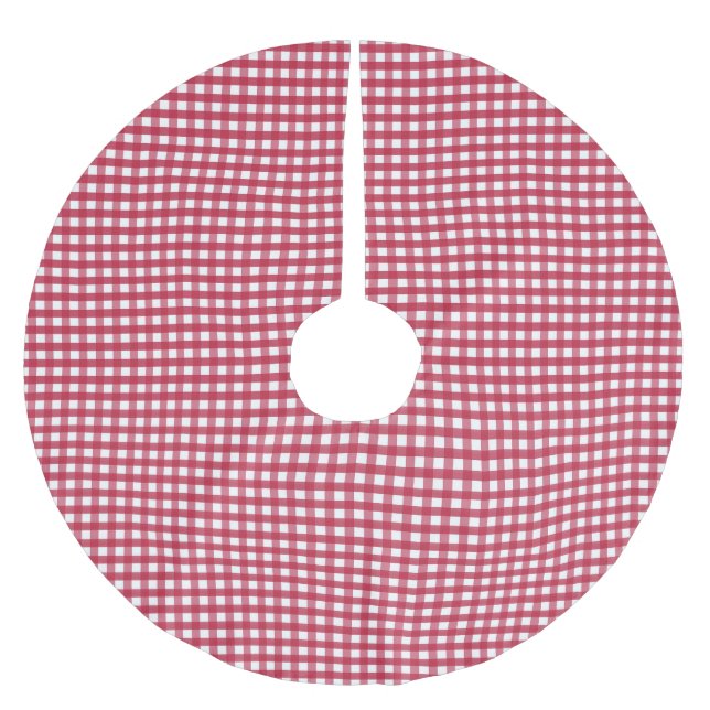 Red and White Gingham Brushed Polyester Tree Skirt (Front)