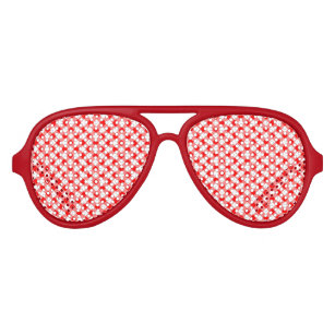 Red and white gingham checked aviator sunglasses