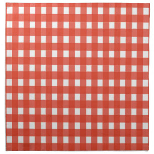 Red and White Gingham Checked Cloth Napkin