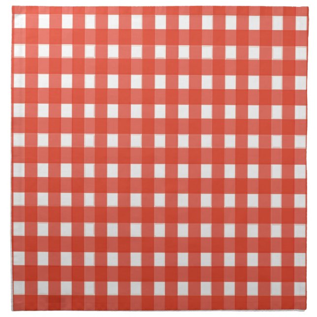 Red and White Gingham Checked Cloth Napkin (Front)