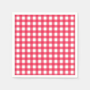 Red and White Gingham Checkerboard pattern Napkins