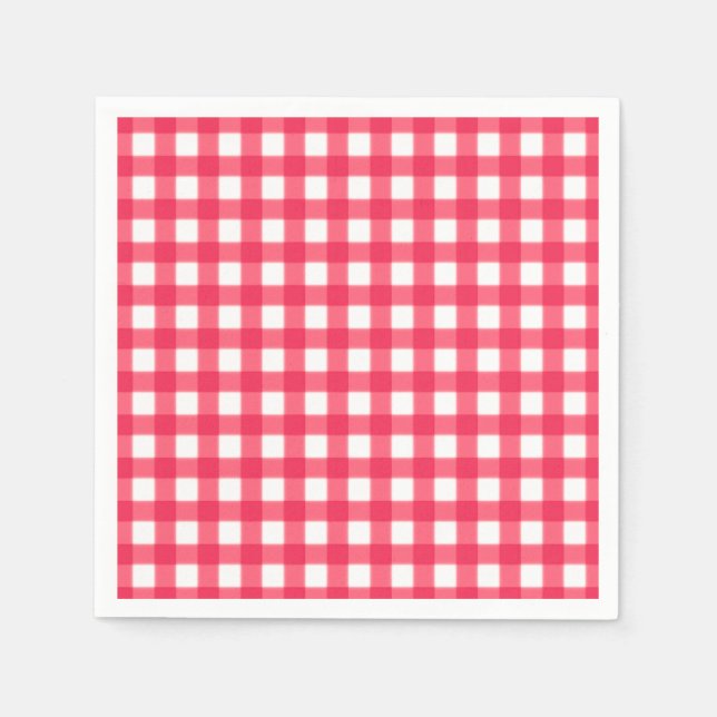 Red and White Gingham Checkerboard pattern Napkins (Front)