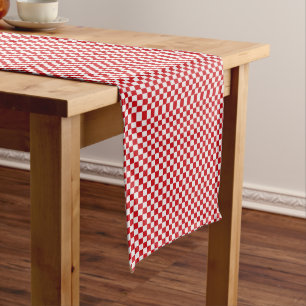 Red And White Gingham Checkered Long Table Runner