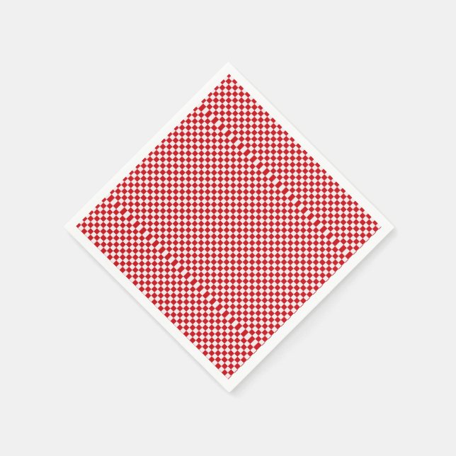 Red And White Gingham Checkered Paper Napkins (Corner)