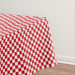 Red And White Gingham Checkered Tablecloth