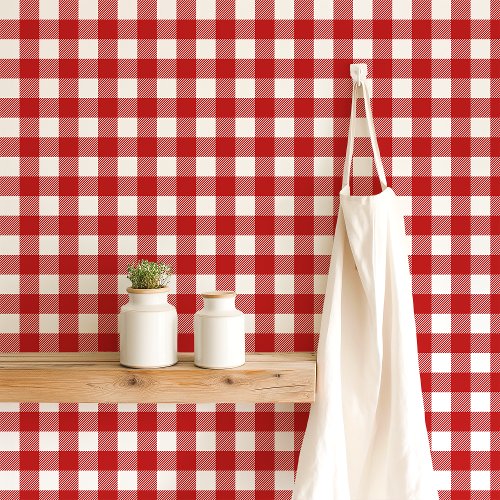 Red And White Gingham Checkered Wallpaper