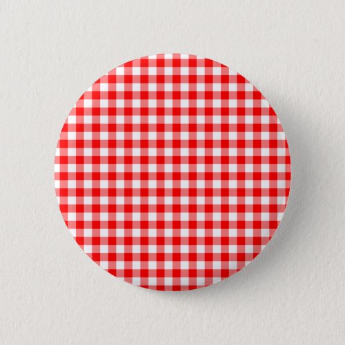 Red and White Gingham Checks Button