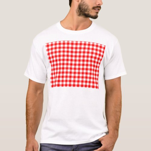 Red and White Gingham Checks T_Shirt