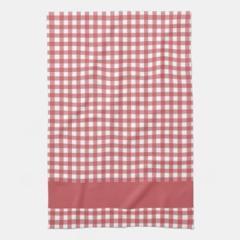 Red And White Gingham Checks With Red Stripe Kitchen Towel by Home_Suite_Home at Zazzle