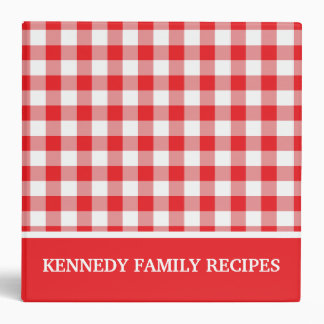 Red And White Gingham Farmhouse Kitchen Recipe 3 Ring Binder