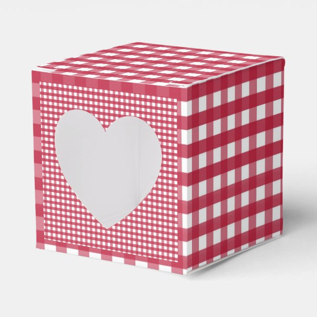 Red and White Gingham  Favor Boxes (Front Side)