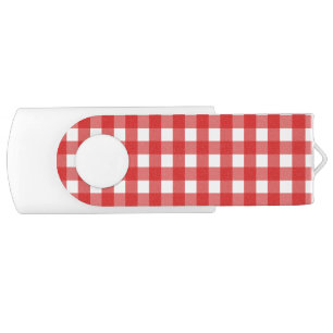 Red and white gingham flash drive