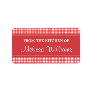 Red and white gingham from the kitchen of labels