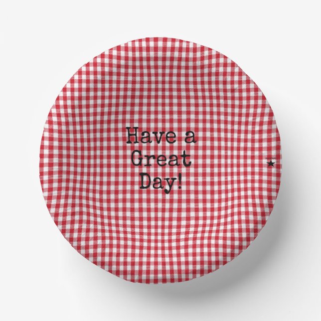 Red and White Gingham - HAMbyWG Paper Bowls (Front)