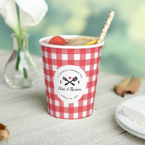 Red and White Gingham I Do BBQ Couples Shower Paper Cups