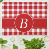 Red and White Gingham Monogram Kitchen Towel (Folded)