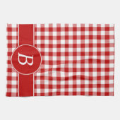 Red and White Gingham Monogram Kitchen Towel (Horizontal)