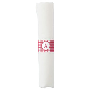 Red and White Gingham Monogram Napkin Bands