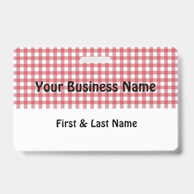 Red and White Gingham Name Badge (Front)