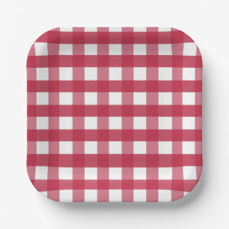 Red and White Gingham Paper Plates