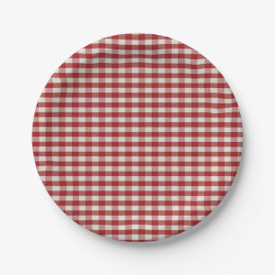Red and White Gingham Paper Plates