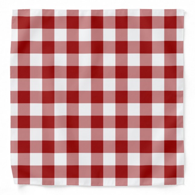 Red and White Gingham Pattern Bandana (Front)