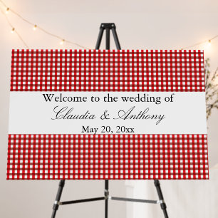 Red and White Gingham Pattern Barbeque Wedding Foam Board