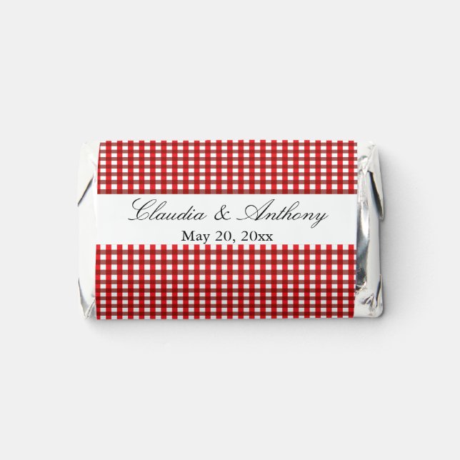Red and White Gingham Pattern Barbeque Wedding Hershey's Miniatures (Front)