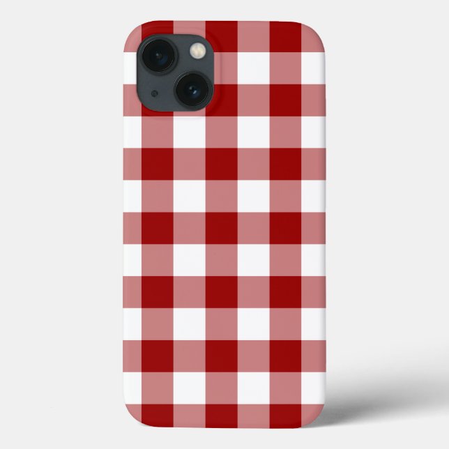 Red and White Gingham Pattern Battery Case (Back)
