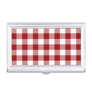 Red and White Gingham Pattern Business Card Holder
