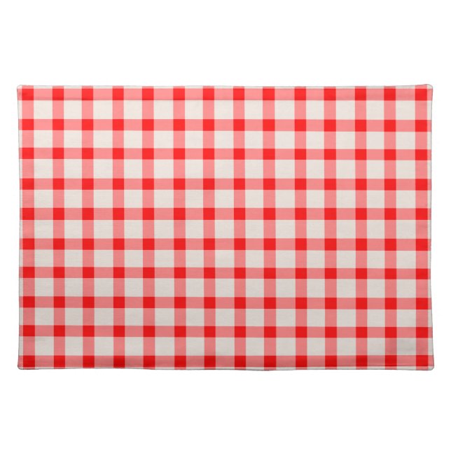 Red and White Gingham Pattern Country Cloth Placemat (Front)