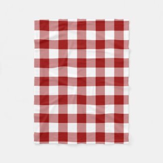 Red and White Gingham Pattern Fleece Blanket