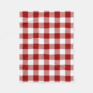 Red and White Gingham Pattern Fleece Blanket