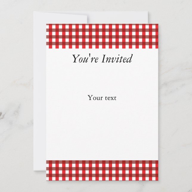 Red and White Gingham Pattern Invitation (Front)
