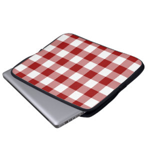 Red and White Gingham Pattern Laptop Sleeve