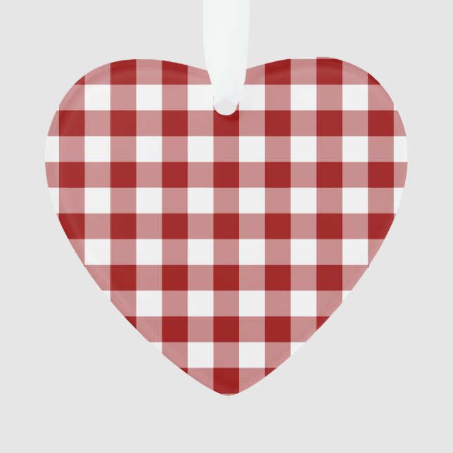 Red and White Gingham Pattern Ornament (Front)