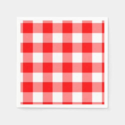 Red and White Gingham Pattern Paper Napkins