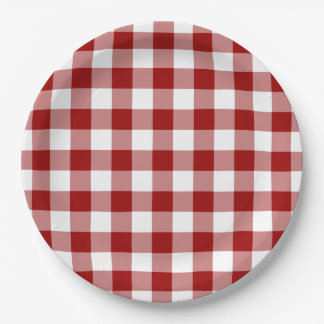 Red and White Gingham Pattern Paper Plates