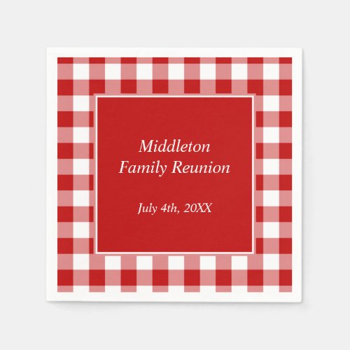 Red and White Gingham Pattern Personalized