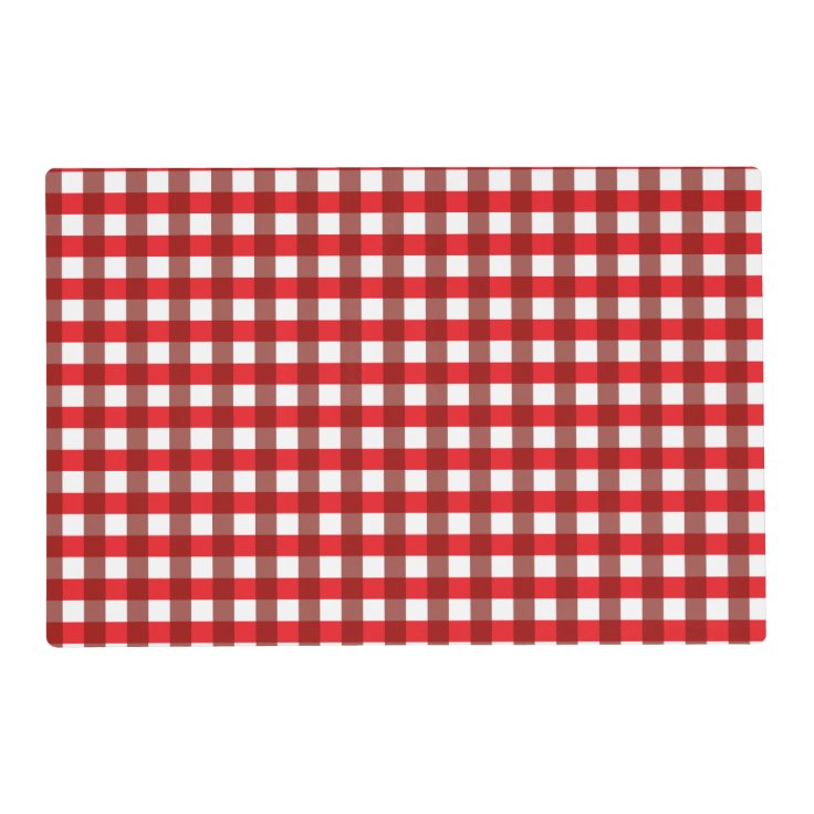 Red and White Gingham Pattern Placemat | Zazzle