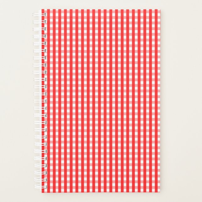 Red and White Gingham Pattern Planner (Front)