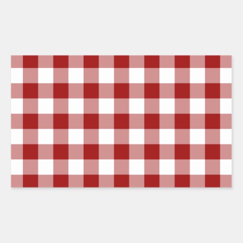 Red and White Gingham Pattern Rectangular Sticker