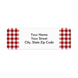 Red and White Gingham Pattern return address label