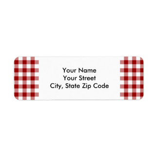 Red and White Gingham Pattern return address label
