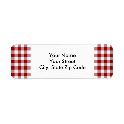 Red and White Gingham Pattern return address label
