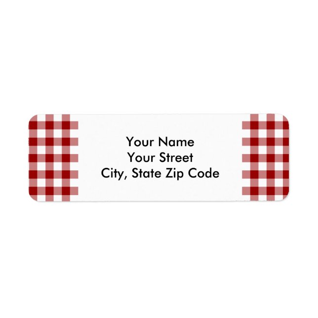 Red and White Gingham Pattern return address label (Front)